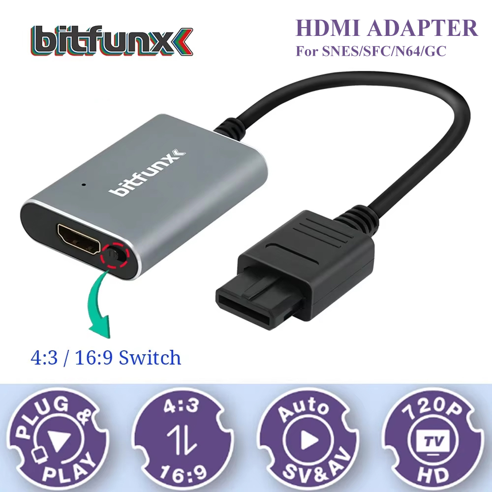 Bitfunx 720P Svideo / AV To HD - Retro Gaming Emulator Console บทวิจารณ์และราคา